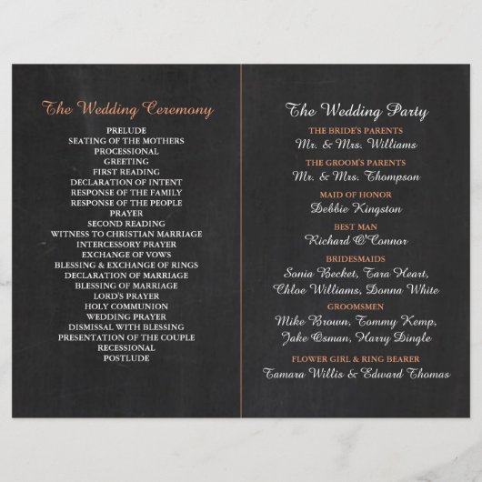 Tandem Bicycle on Chalkboard Wedding Program (Rückseite)