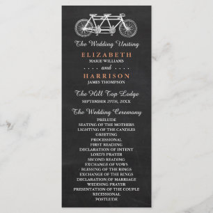 Tandem Bicycle on Chalkboard Wedding Program Programm