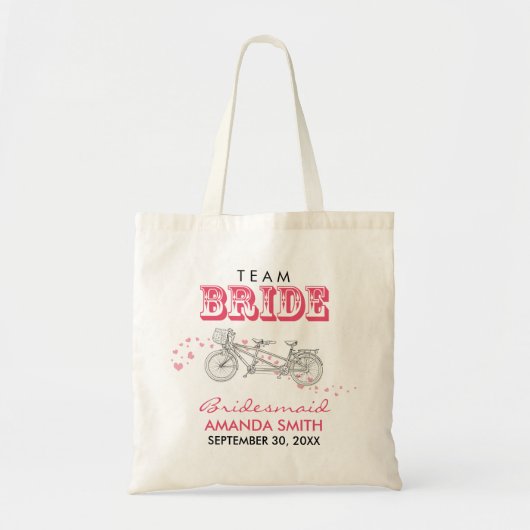 Tandem Bicycle Personalisiert Wedding Party Tote B Tragetasche (Vorne)
