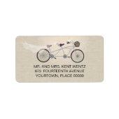 Tandem Bicycle Plum Wedding Rücksendeadresse Adressaufkleber (Vorne)