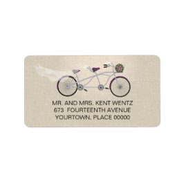 Tandem Bicycle Plum Wedding Rücksendeadresse Adressaufkleber