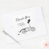 Tandem Bicycle Romantische Lässige Hochzeit Custom Quadratischer Aufkleber (Umschlag)