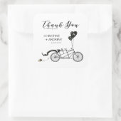 Tandem Bicycle Romantische Lässige Hochzeit Custom Quadratischer Aufkleber (Tasche)
