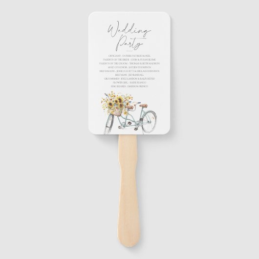 Tandem Bicycle Rustikale Sonnenblume Wasserfarbenh Fächer (Rückseite)