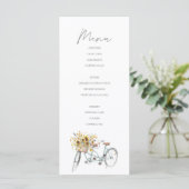 Tandem Bicycle Rustikale Sonnenblume Wasserfarbenh Menükarte (Stehend Vorderseite)