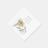 Tandem Bicycle Rustikale Sonnenblume Wasserfarbenh Serviette (Ecke)