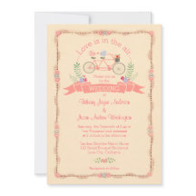 Tandem Bicycle, Vögel und Banner Wedding