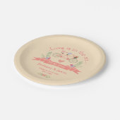 Tandem Bicycle, Vögel und Banner Wedding Pappteller (Schrägansicht)