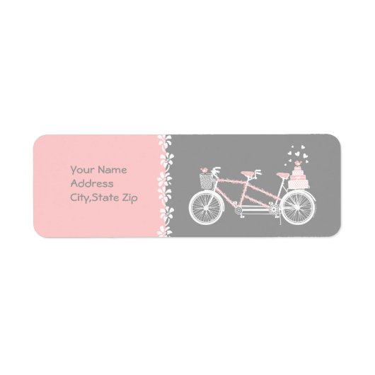 Tandem-Bicycle Wedding-Address-Label (Vorne)