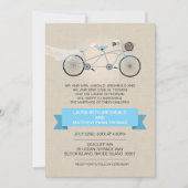 Tandem Bicycle Wedding Imitate Linen Einladung (Vorderseite)