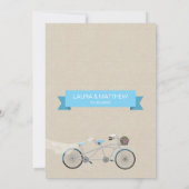 Tandem Bicycle Wedding Imitate Linen Einladung (Rückseite)