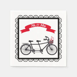 Tandem Bicycle Wedding Napkin Serviette
