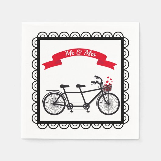 Tandem Bicycle Wedding Napkin Serviette (Vorderseite)