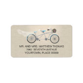 Tandem Bicycle Wedding Rücksendeadresse Adressaufkleber (Vorne)