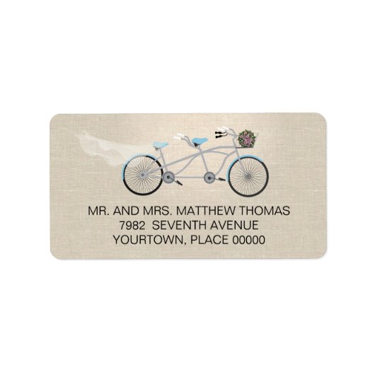 Tandem Bicycle Wedding Rücksendeadresse Adressaufkleber (Vorne)
