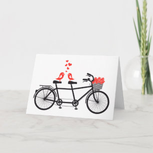 Tandem Bicycle With Cute Love Karte