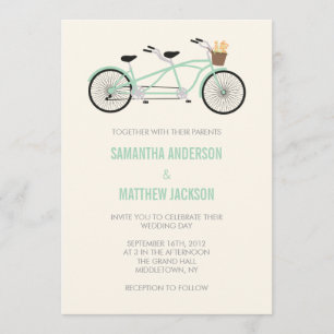 Tandem-Bike-Hochzeitseinladung - Minzgrün Einladung