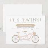 Tandem Bike | Twins Baby Dusche Einladung (Vorne/Hinten)