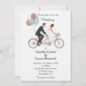Tandem Bike Wedding Invitation Einladung (Vorderseite)