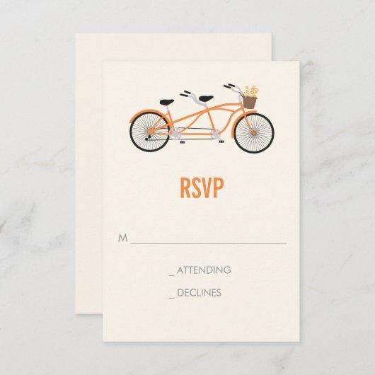 Tandem Bike Wedding RSVP - Orange (Vorne/Hinten)