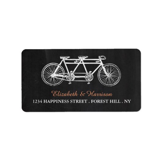 Tandem Chalkboard Wedding Adressaufkleber (Vorne)