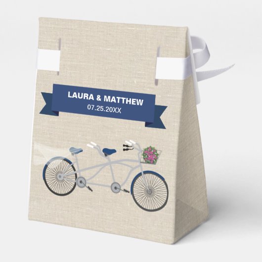 Tandem Dark Blue Bicycle Wedding Verlobung Geschenkschachtel (Rückseite)
