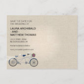 Tandem Dunkelblaues Fahrrad Hochzeit retten Datum Ankündigungspostkarte (Rückseite)