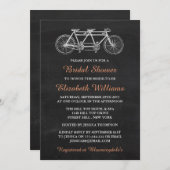 Tandem-Fahrrad auf Chalkboard-Brautparty Einladung (Vorne/Hinten)