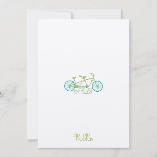 Tandem Fahrrad / Fahrrad Moderne Hochzeit retten d Save The Date (Rückseite)
