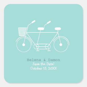 Tandem-Fahrrad-Gastgeschenk Hochzeit Quadratischer Aufkleber
