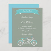 Tandem-Fahrrad (grau / blau) Save the Date (Vorne/Hinten)