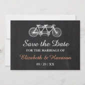 Tandem-Fahrrad-Hochzeit auf der Tafel retten das D Save The Date (Vorderseite)