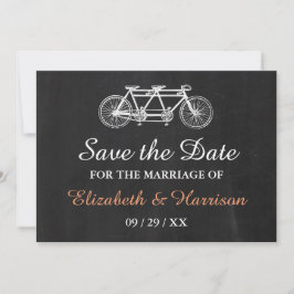 Tandem-Fahrrad-Hochzeit auf der Tafel retten das D Save The Date