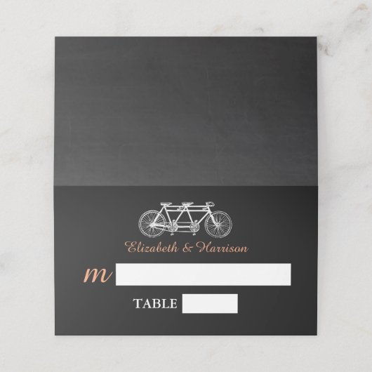 Tandem-Fahrrad-Hochzeit auf Halbpension Platzkarte (Außenseite Aufgefaltet)