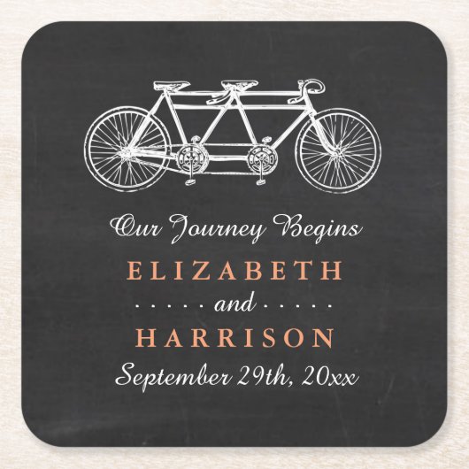 Tandem-Fahrrad-Hochzeit auf Halbpension Rechteckiger Pappuntersetzer (Vorderseite)