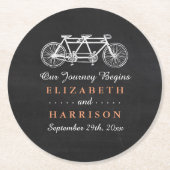 Tandem-Fahrrad-Hochzeit auf Halbpension Runder Pappuntersetzer (Vorderseite)