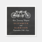 Tandem-Fahrrad-Hochzeit auf Halbpension Serviette (Vorderseite)