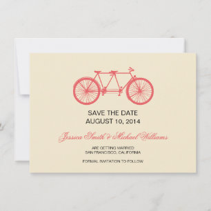 Tandem-Fahrrad-Hochzeit Termin vormerken Pink Ecru Save The Date