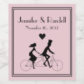 Tandem-Fahrrad-Hochzeitwein-Gütezeichen Weinetikett (Einzelnes Label)