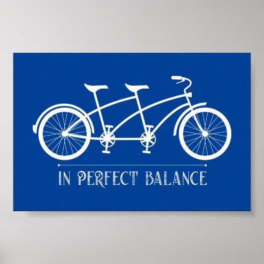 Tandem Fahrrad in perfektem Balance blau weiß Poster (Vorne)