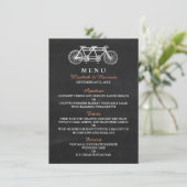 Tandem-Fahrrad-Menü auf der Tafel Hochzeitsmenü Menükarte (Stehend Vorderseite)