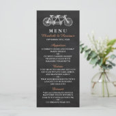 Tandem-Fahrrad-Menü auf der Tafel Hochzeitsmenü Menükarte (Stehend Vorderseite)