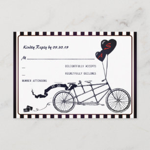 Tandem Fahrrad Romantische Lässige Hochzeit RSVP Karte