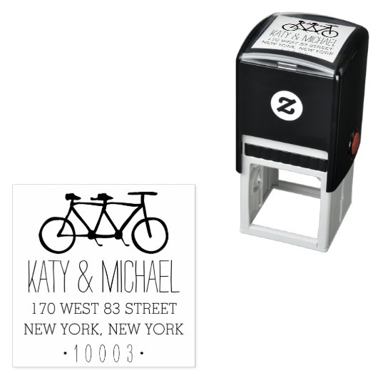 Tandem Fahrrad-Rücksendeadresse Briefmarke Permastempel (Beispiel)