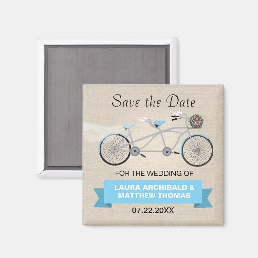 Tandem Fahrrad Save the Date Magnet (Vorderseite/Rückseite)