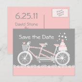 Tandem Fahrrad Save the Date Postkarte (Vorne/Hinten)