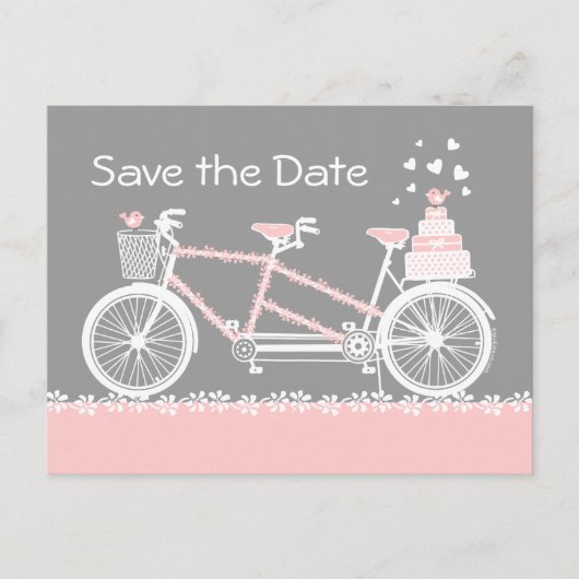 Tandem Fahrrad Save the Date Postkarte (Vorderseite)