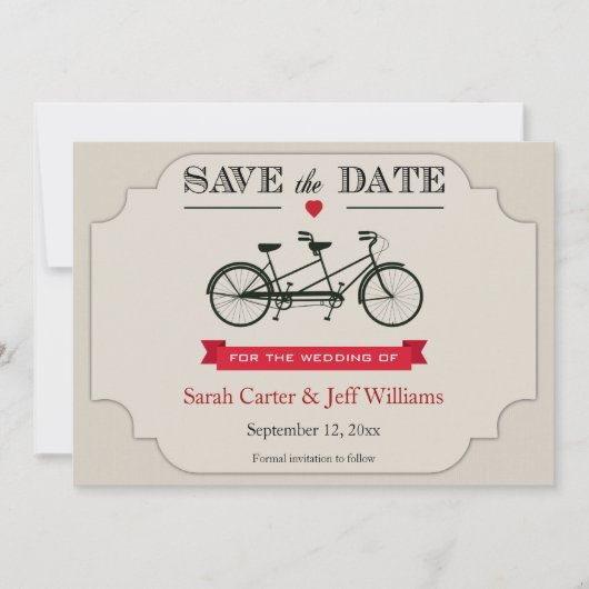 Tandem-Fahrrad Speichern Sie die Datumskarten Save The Date (Vorderseite)
