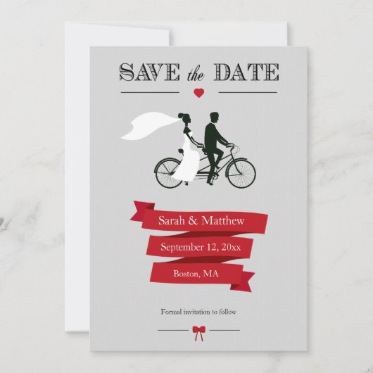 Tandem-Fahrrad Speichern Sie die Datumskarten Save The Date (Vorderseite)