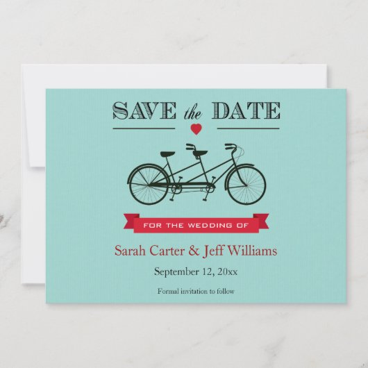 Tandem-Fahrrad Speichern Sie die Datumskarten Save The Date (Vorderseite)